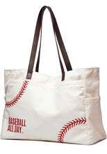 Load image into Gallery viewer, Large Baseball tote bag
