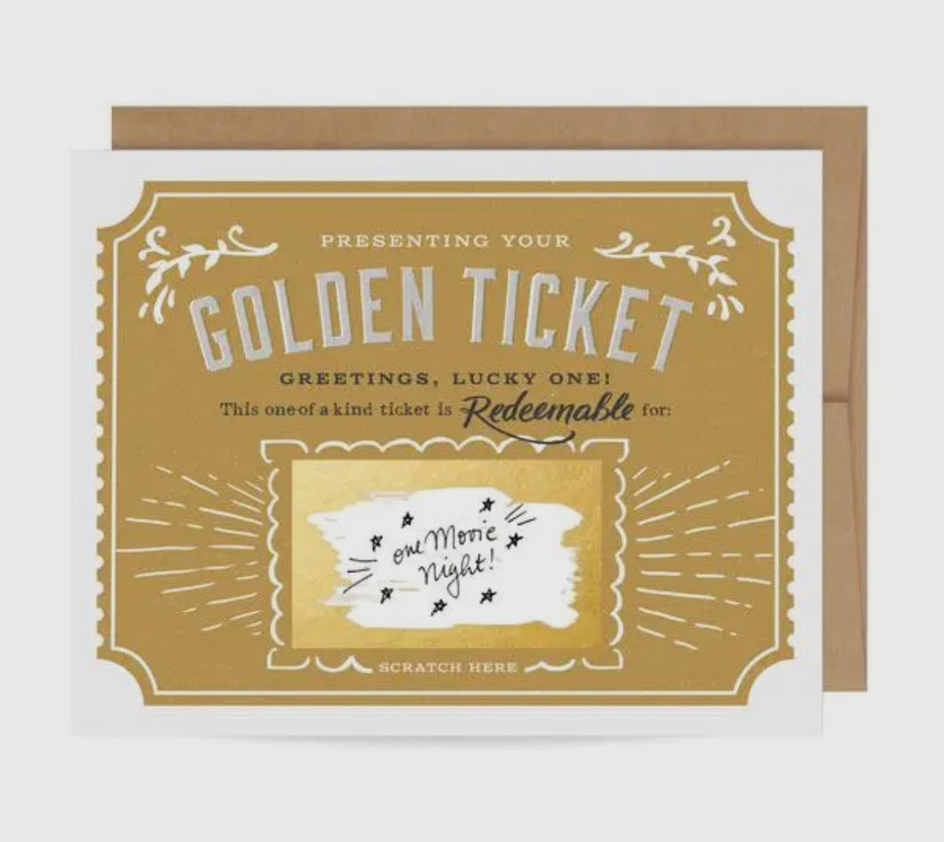 Golden ticket scratch off card