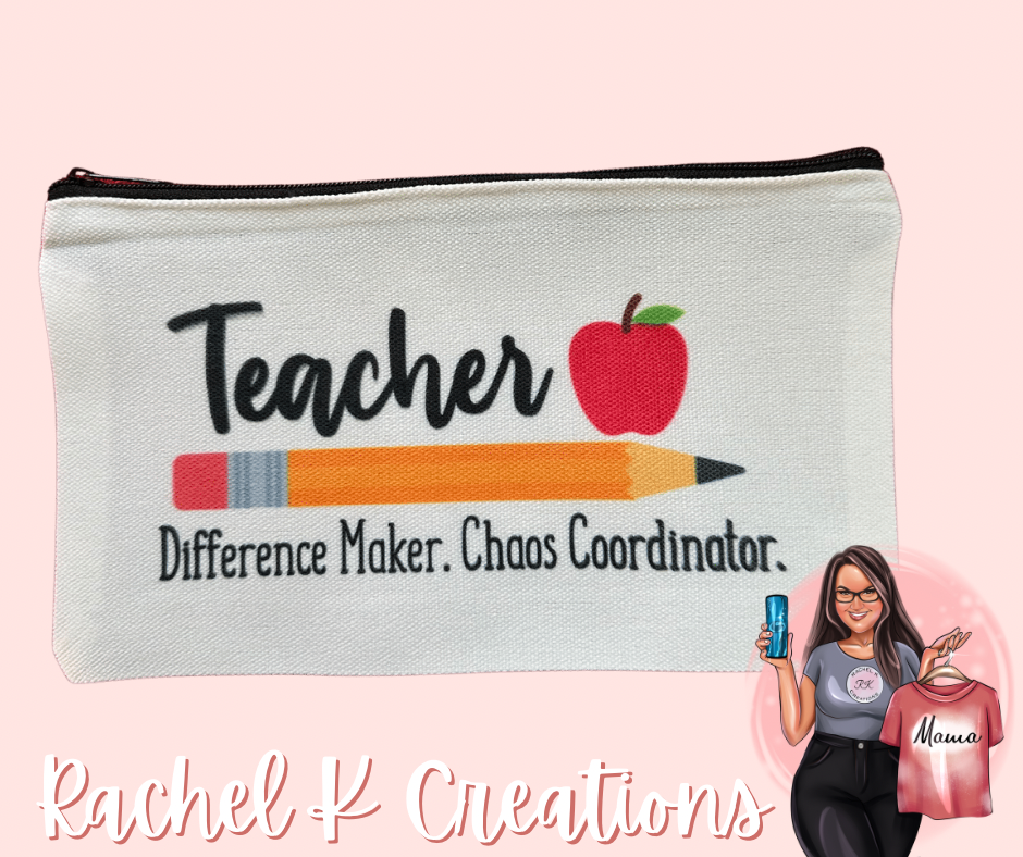 Teacher Cosmetic or Pencil zippered pouch