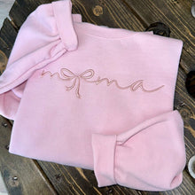 Load image into Gallery viewer, Embroidered MAMA crewneck - script font with bow
