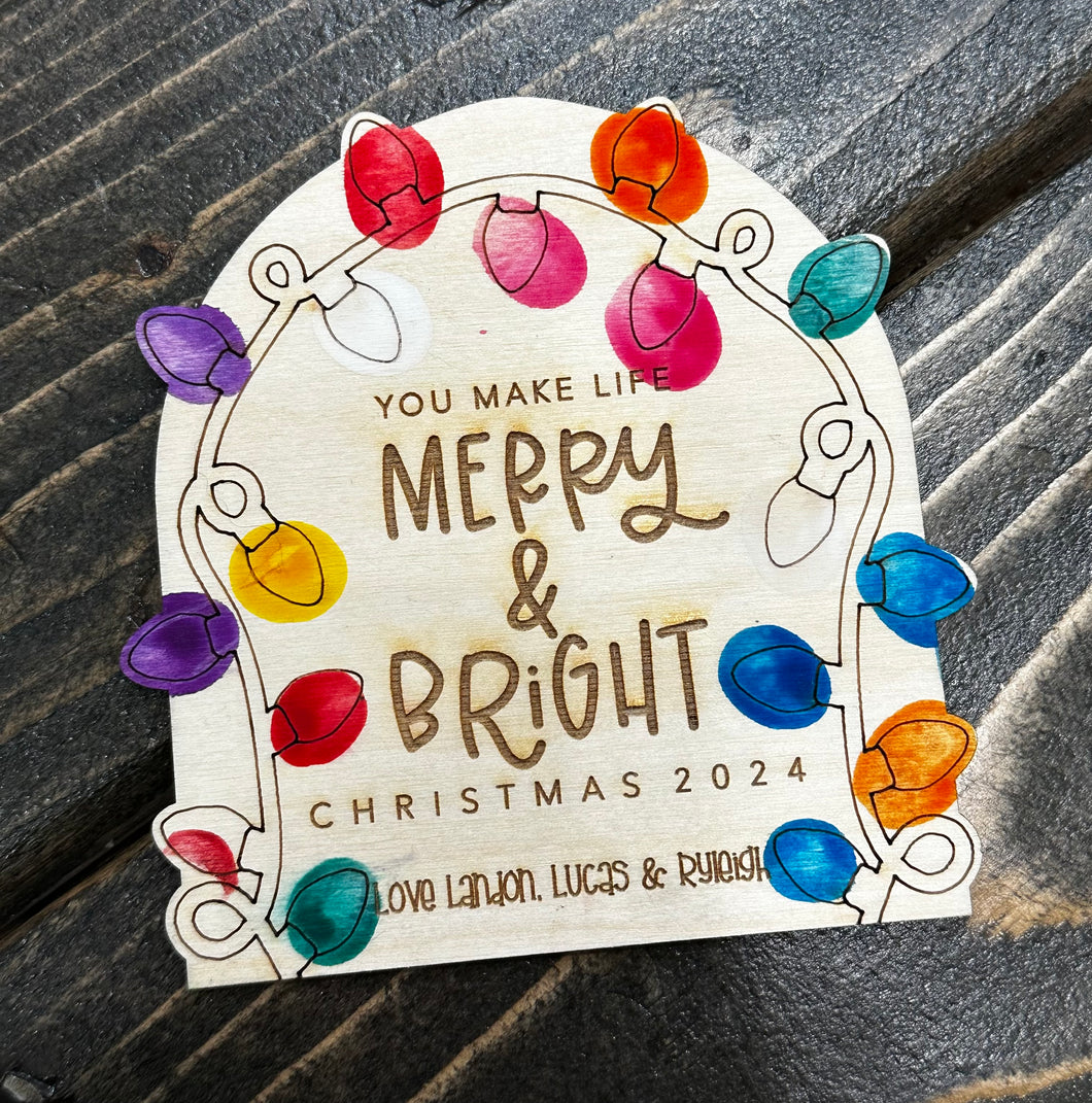 Merry & Bright customizable ornament or magnet