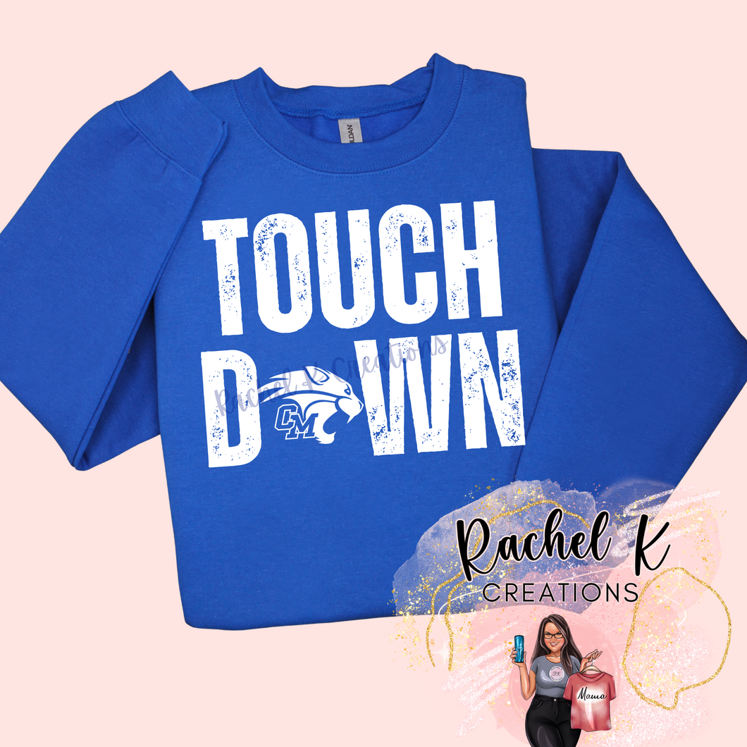 Touchdown White Print w/ White Logo- Wildcats