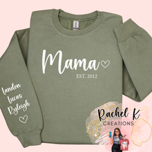 Load image into Gallery viewer, Custom names crewneck; Mama, Nana, GiGi, etc.
