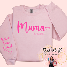 Load image into Gallery viewer, Custom names crewneck; Mama, Nana, GiGi, etc.
