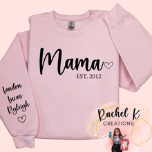 Load image into Gallery viewer, Custom names crewneck; Mama, Nana, GiGi, etc.
