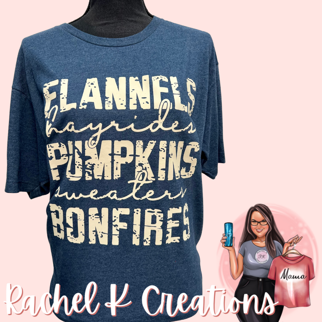 Flannels Hayrides Pumpkins - cream print