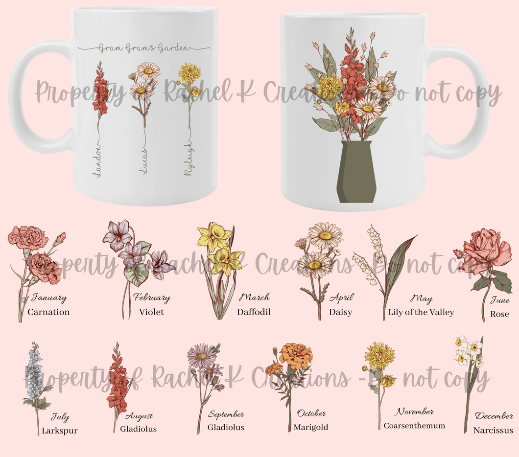 Birth Month Flowers- Coffee Mug