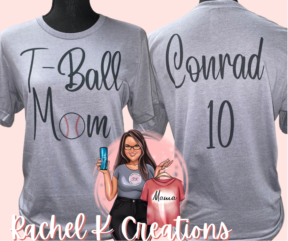 T-Ball Mom/Aunt/Grandma Fan Shirt | Personalized with Name and Number