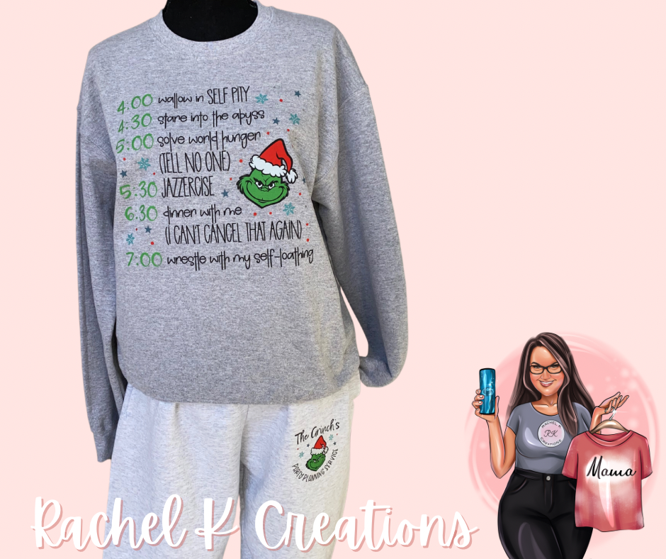 Grinch jogger sweatpants and sweatshirt