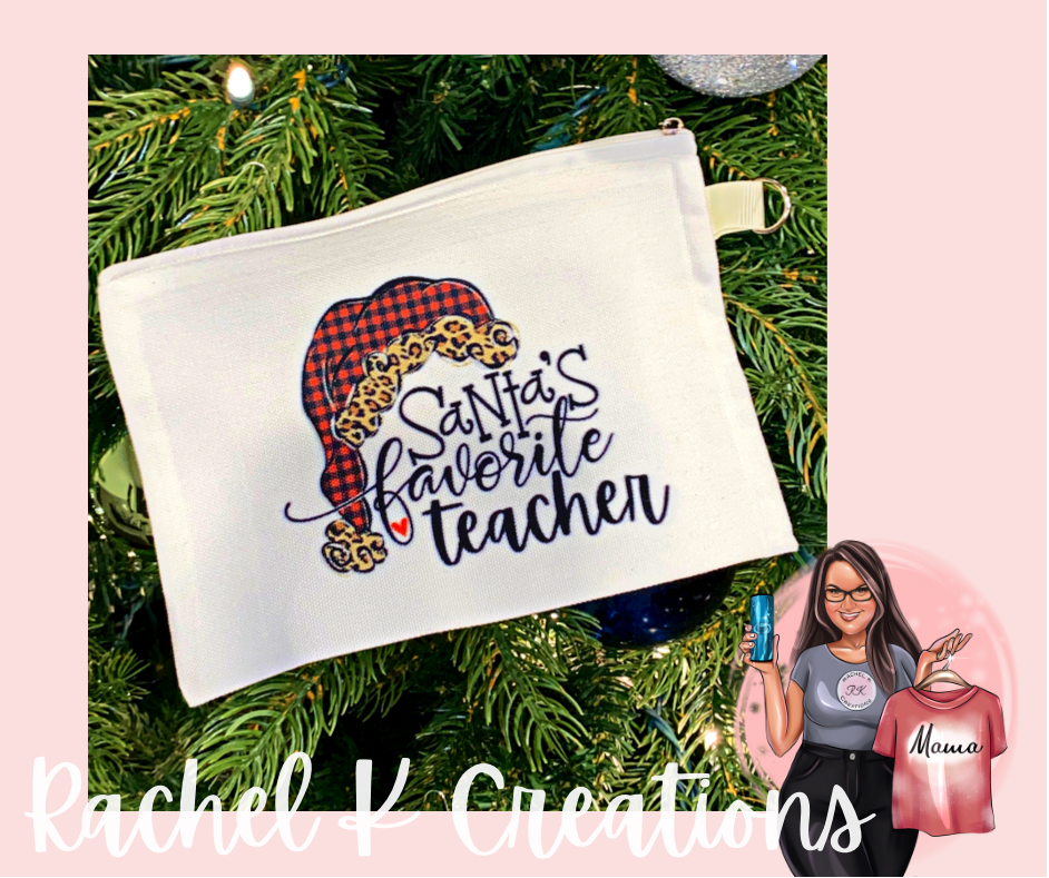 Santa’s favorite teacher zipper cosmetic bag