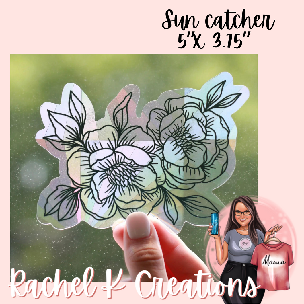 Sun catcher - black outline floral